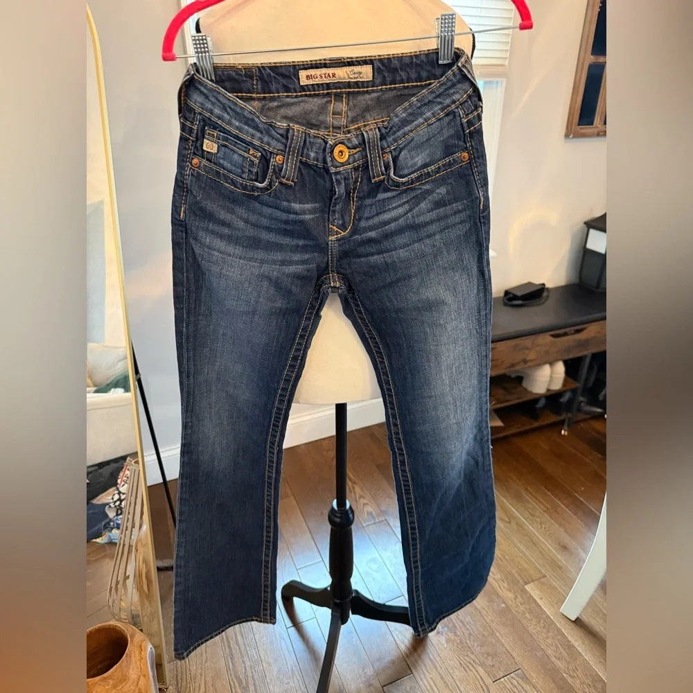 Big Star Casey Low Rise  Dark Blue Boot Cut Jeans Size 25r - Picture 2 of 13